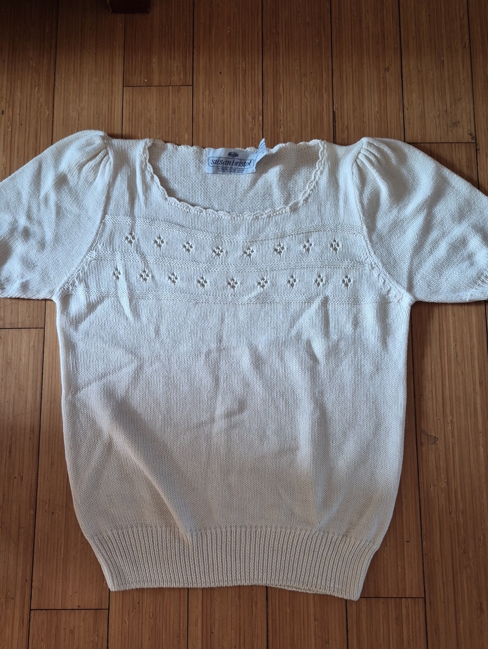 St. John's Bay Cream Scoop Neck Short-Sleeve Knit Sweater
